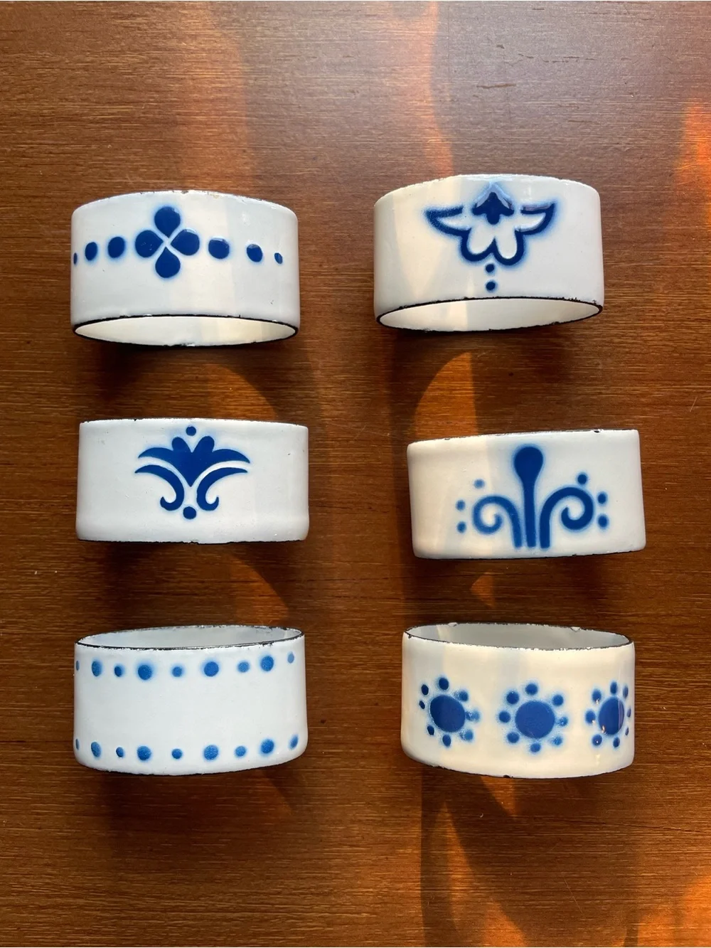Katarina Brieditis for IKEA Set of 6 HEDER Napkin Rings Blue & White Enamel